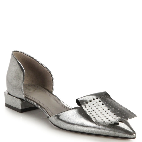 Tory Burch Shoes - Tory Burch Hyde Metallic Perforated Fringe Flats